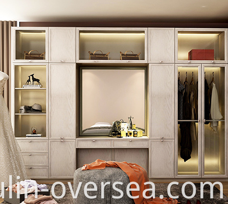 sliding doors wooden bedroom closet with dressing table 